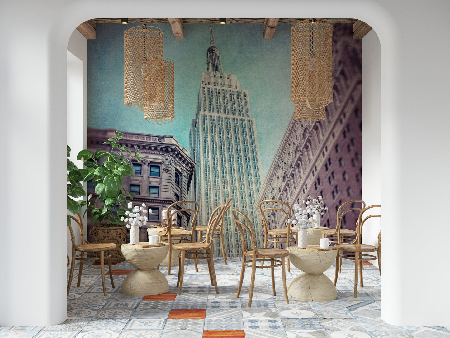 Dramatic building facade wallpaper: Iconic Majesty towering vista.