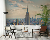 Vibrant evening sky on peel and stick wallpaper.