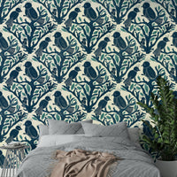 Illustrated aviary wallpaper for feature walls

