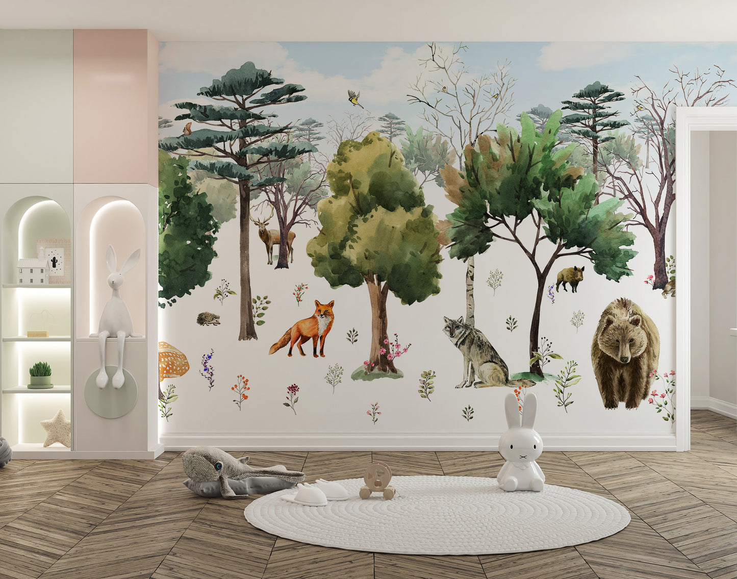 Enchanted Forest Animals Kids Wall Mural - Giffywalls