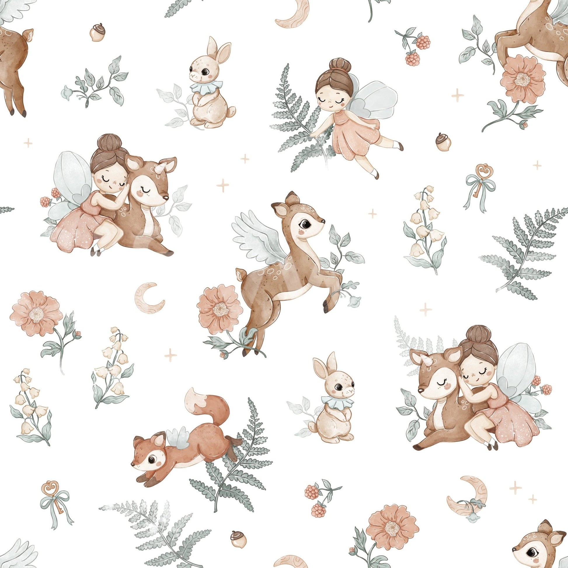 Forest landscape wallpaper with mystical, misty atmosphere

