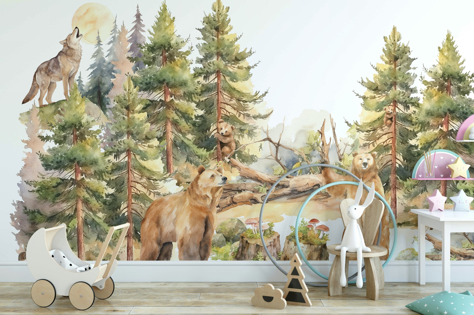 Rustic woodland mural wallpaper

