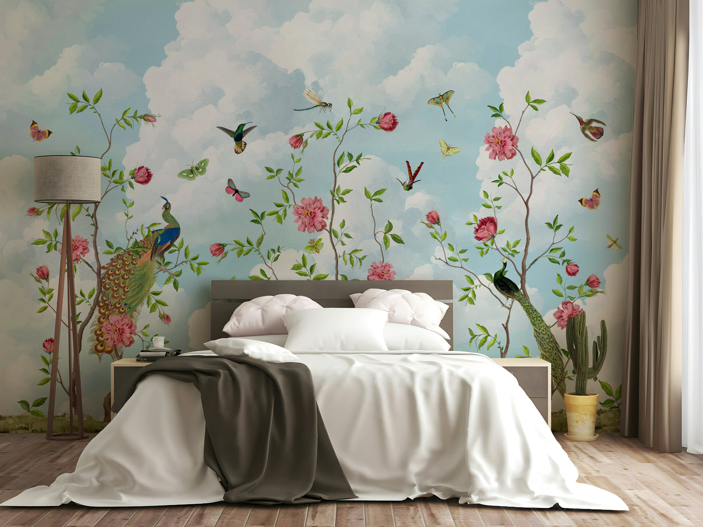 Lush green wall mural for interiors

