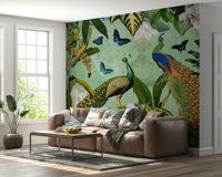 Serene botanical wall mural design

