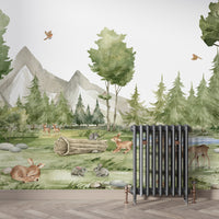 Enchanted Green Watercolor Forest Wallpaper - Giffywalls