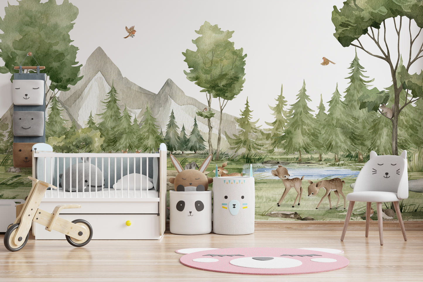 Enchanted Green Watercolor Forest Wallpaper - Giffywalls