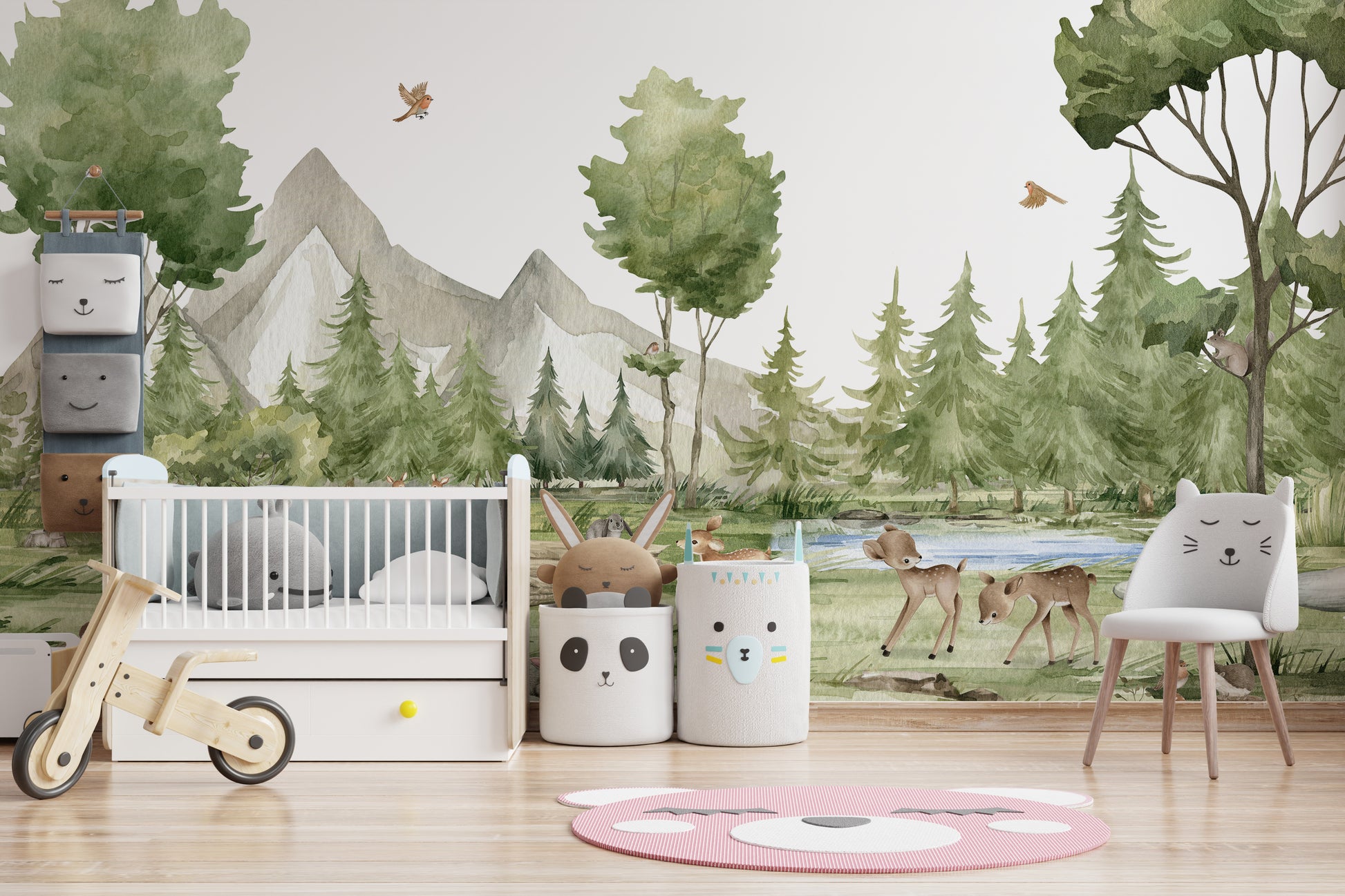 Enchanted Green Watercolor Forest Wallpaper - Giffywalls