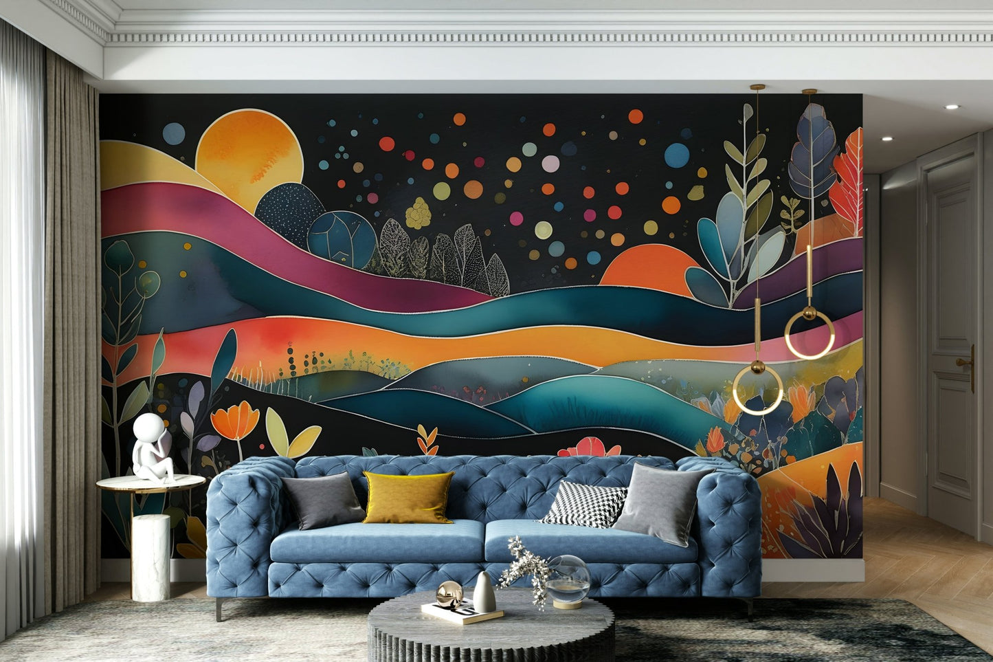 Fantastical landscape where sky meets earth.

