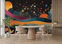 Distant castles or mystical natural formations.

