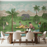 Enchanted Mughal Landscape wall mural showing hills and water