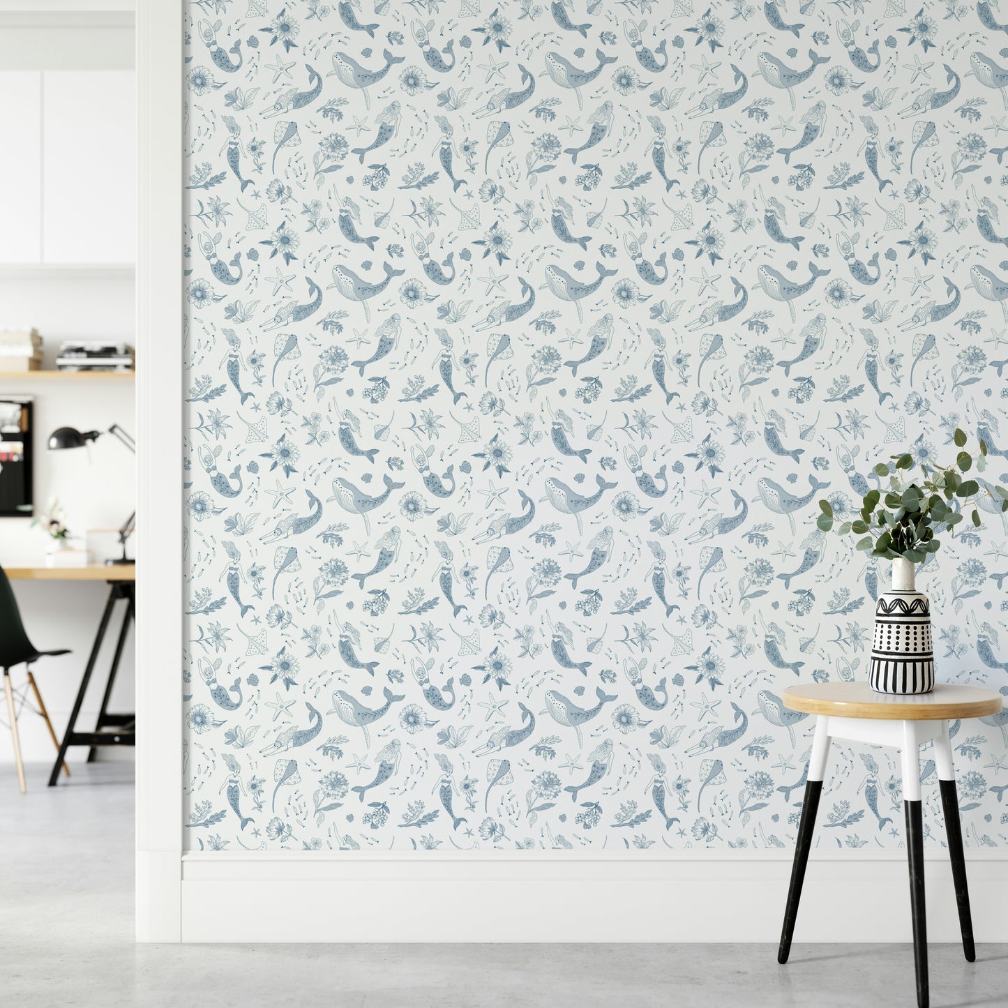 Serene marine-themed wallpaper for bedrooms

