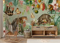 Nature-inspired wallpaper with rainforest foliage

