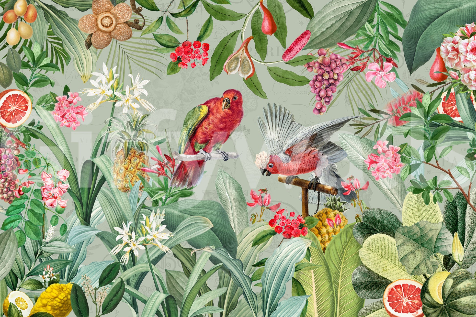 Nature-inspired vintage mural for tranquil spaces

