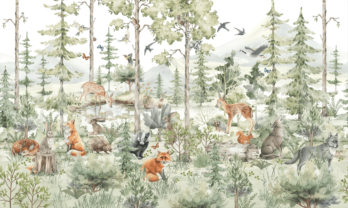 Enchanted Woodland Friends Wall Mural