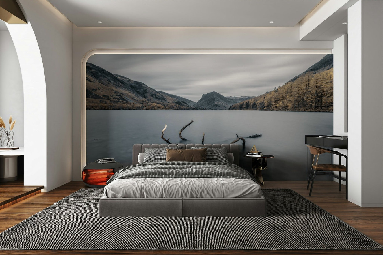 A wall mural of the lake Buttermere.

