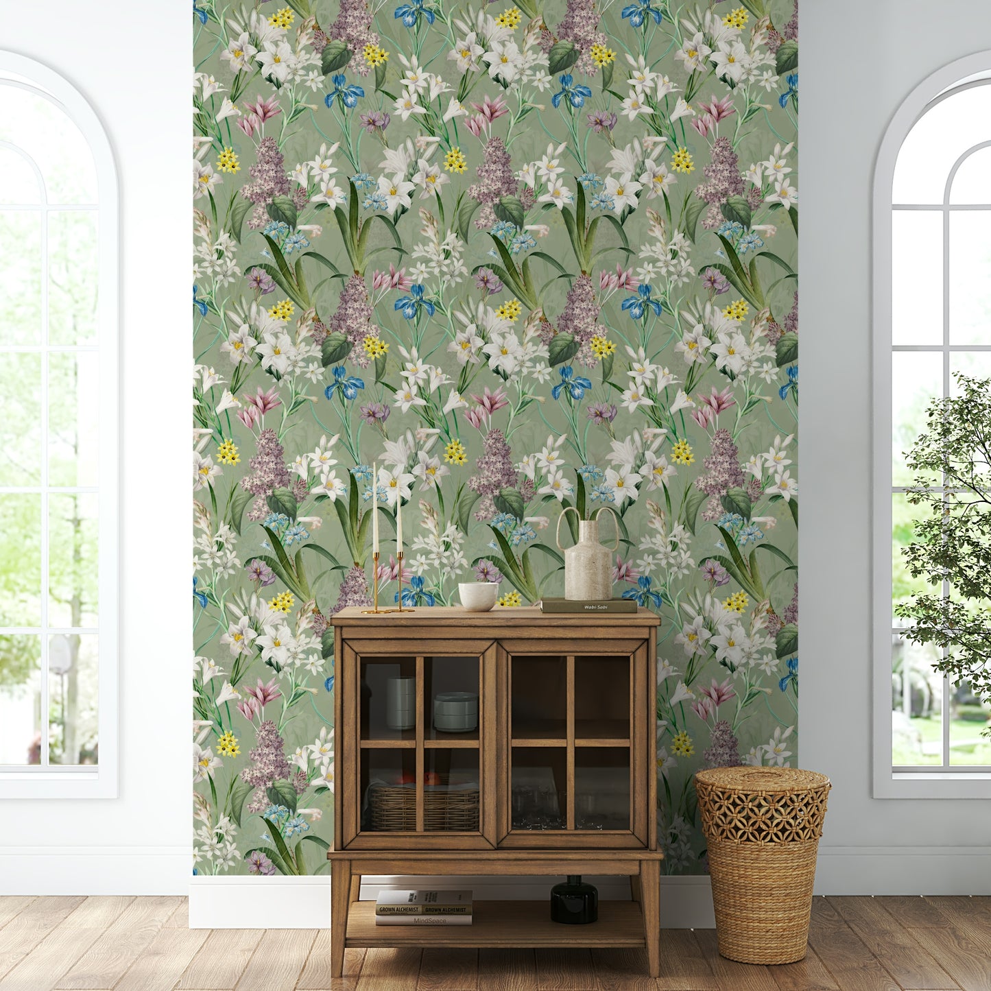 Elegant floral wallpaper for a calming, serene room feel

