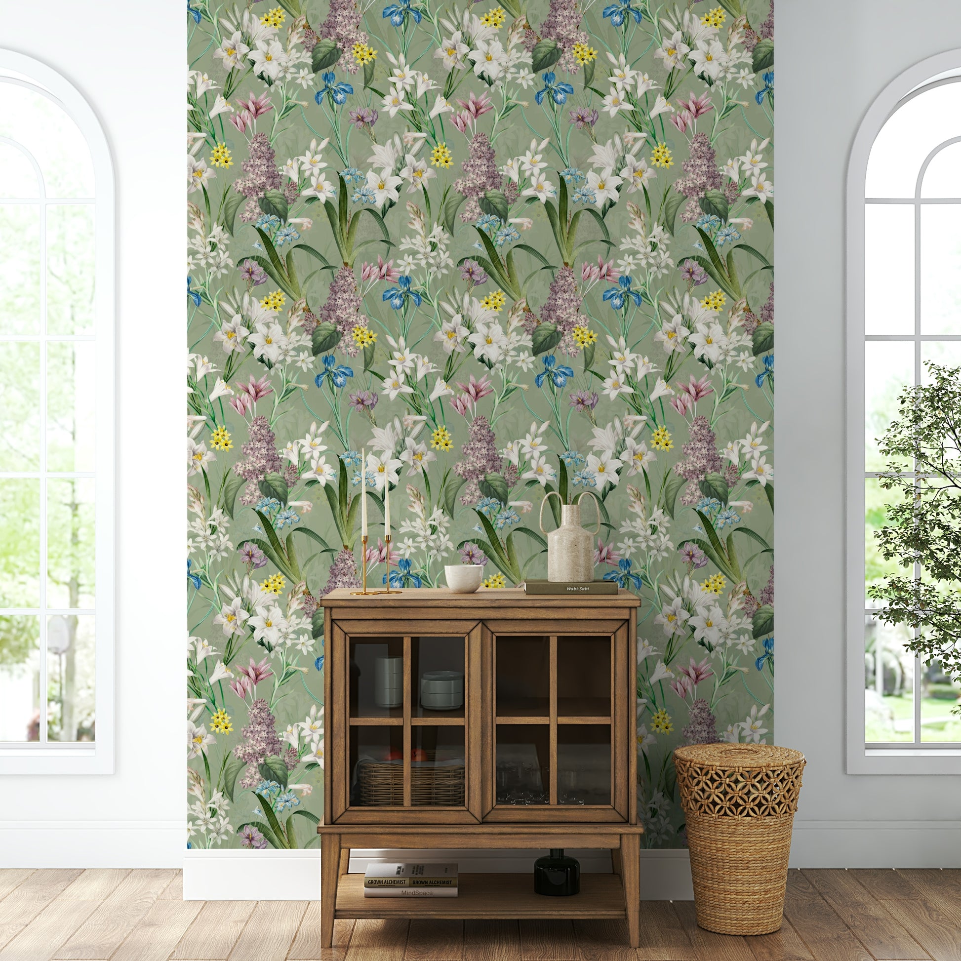 Elegant floral wallpaper for a calming, serene room feel

