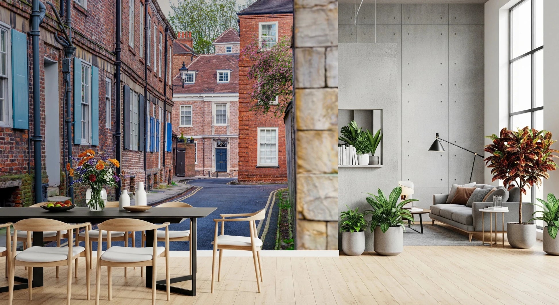 English Town Lane Wall Mural