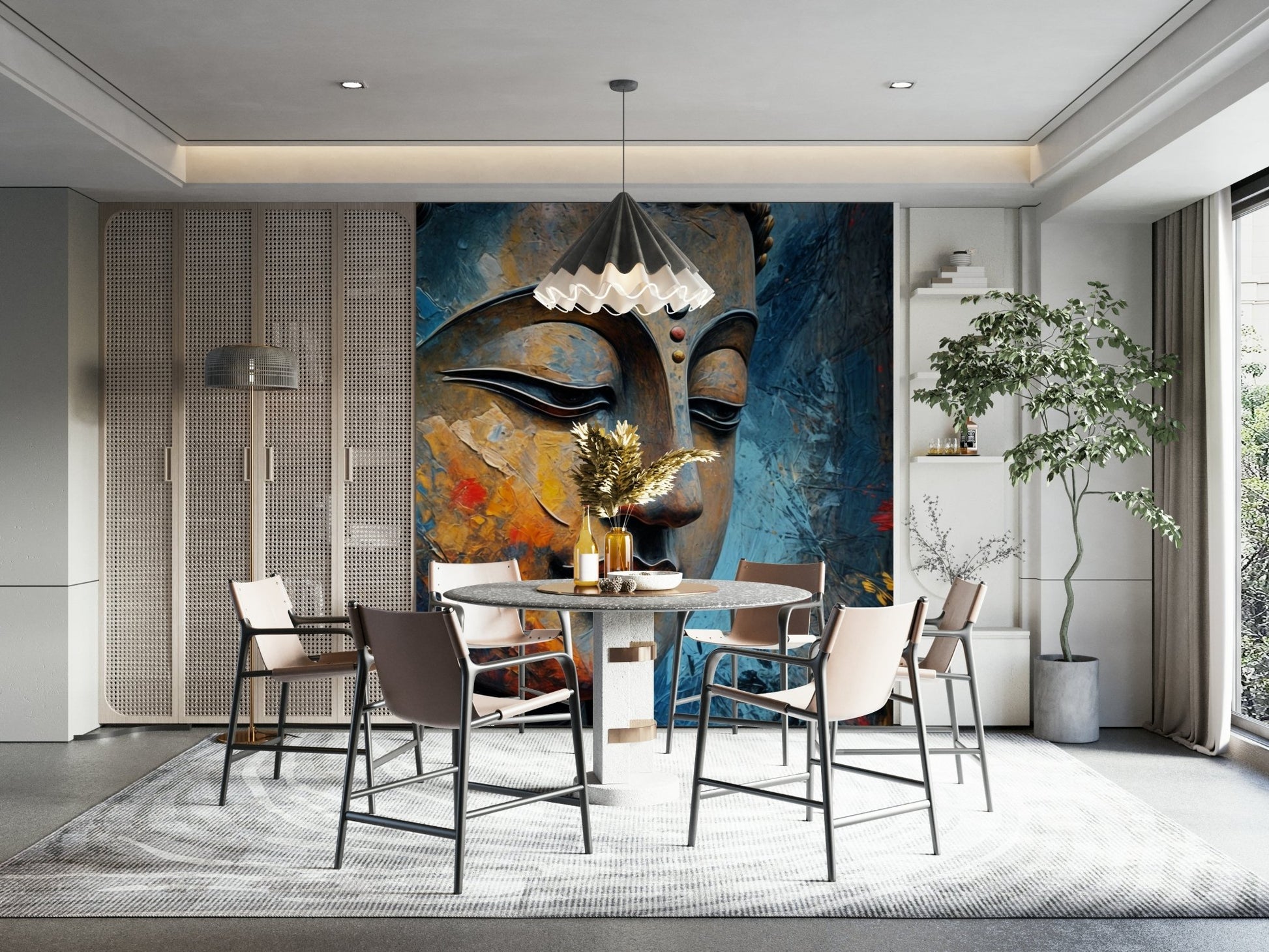 A bright, soft, and glowing light radiates from behind the figure.
