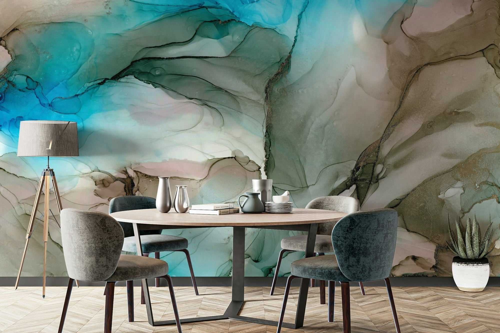 Calm and tranquil atmosphere with deep blue hues

