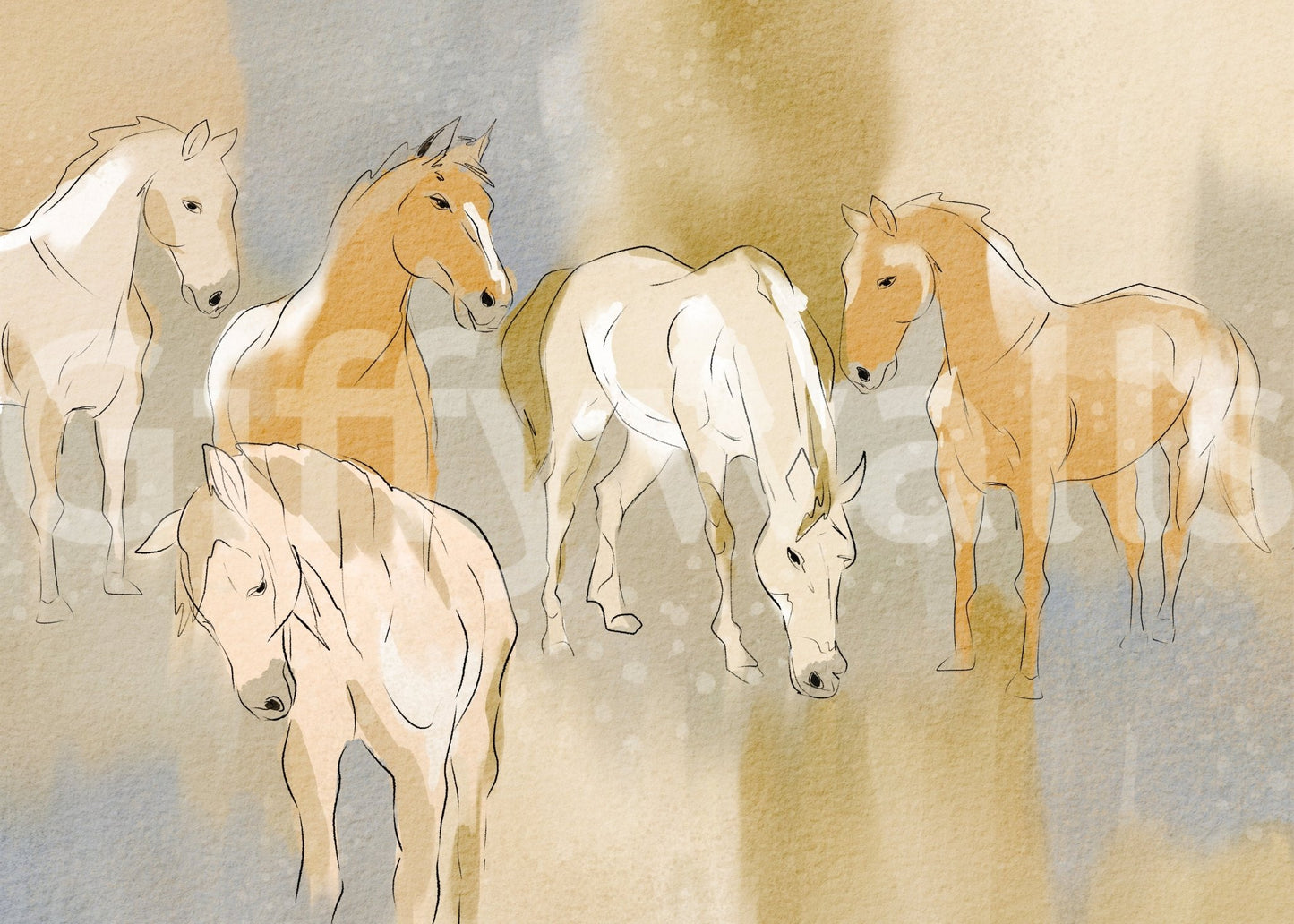 Sophisticated Equestrian Echoes Wall Mural for a feature wall