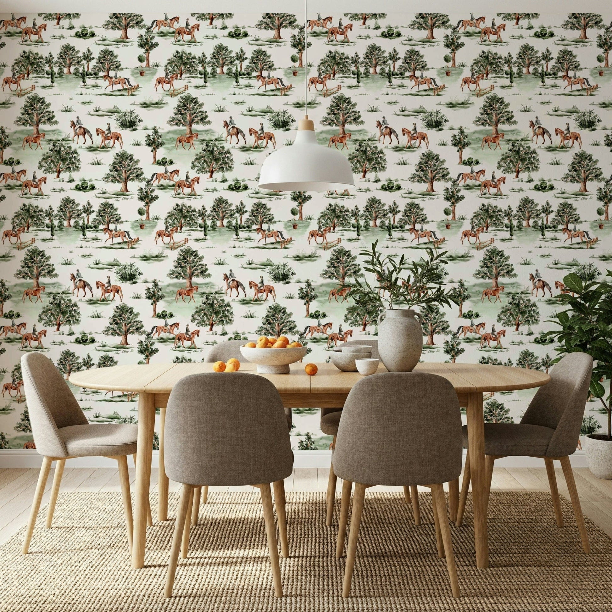 Jockey and steed wall decor, Equestrian Escape pattern.