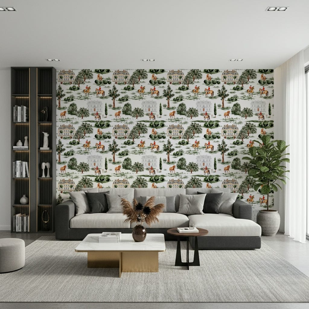 Elegant hunter jumper Equestrian Estate wall paper.