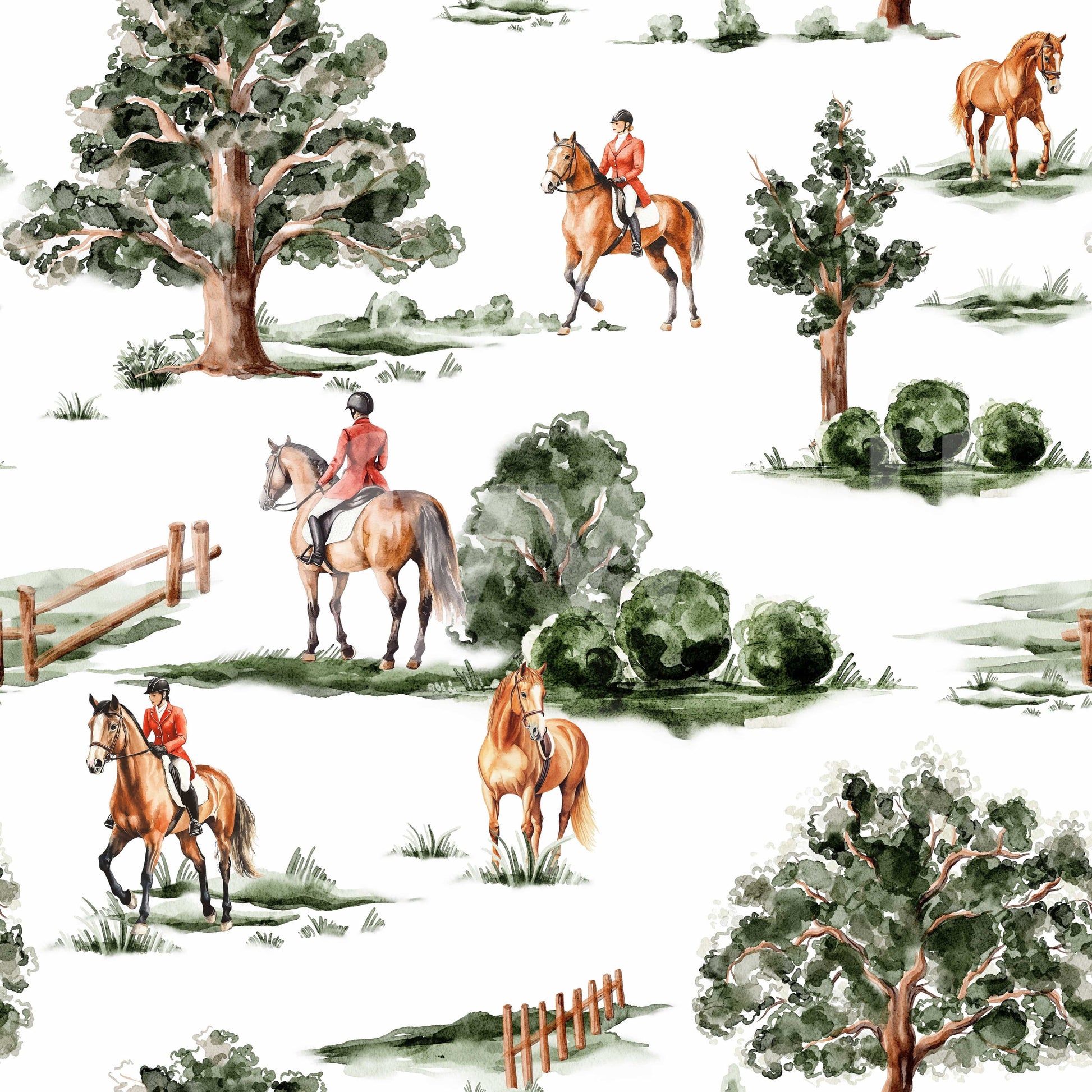 Riding in the Country design with lush countryside image.