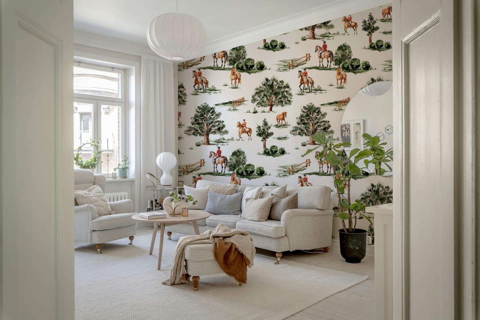 Classic Riding in the Country wallpaper pattern home decor.