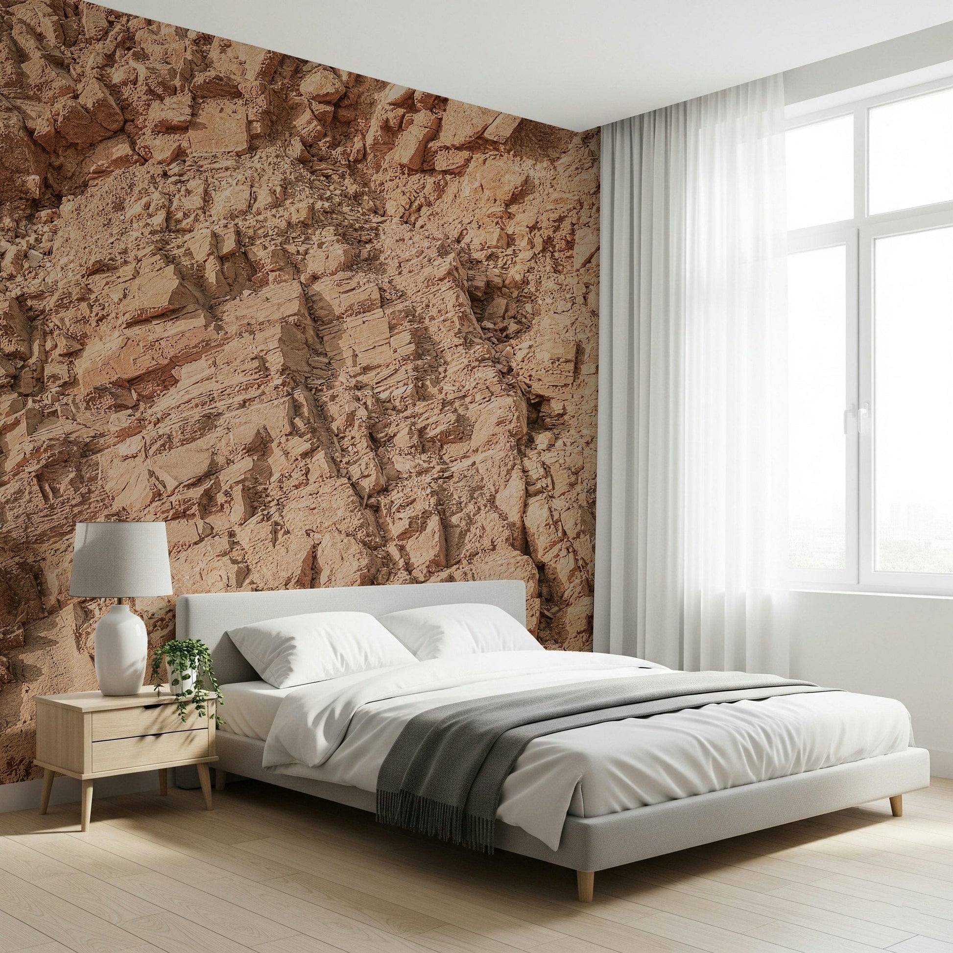 A contemplative rustic earth wallpaper mural for a feature wall.

