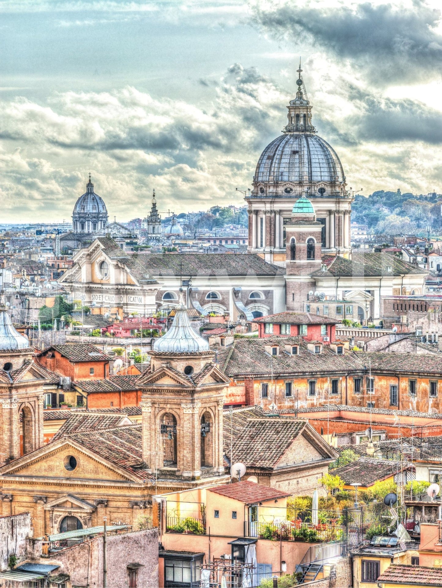Eternal City View peel and stick wallpaper creates majestic urban horizon.