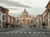 Eternal City Vista warm glow cathedral dome wallpaper for walls.