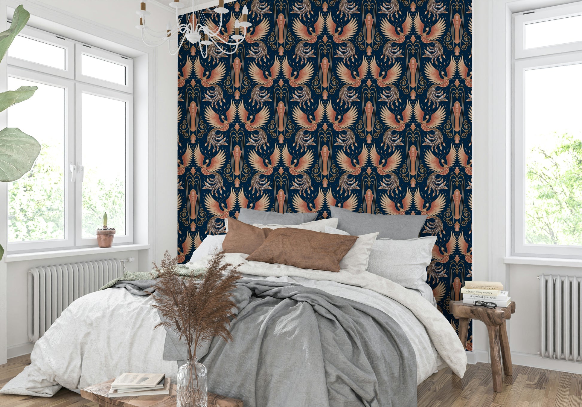 Stunning phoenix wall art with eternal flight theme

