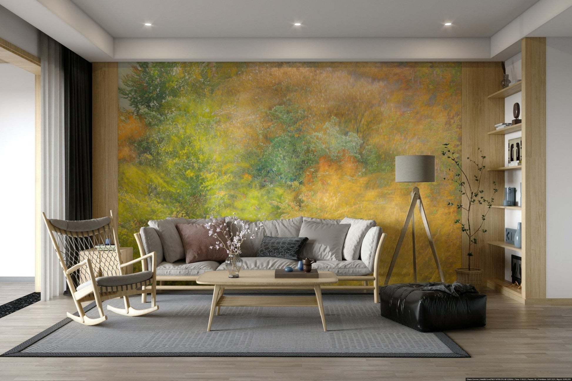 Warm tone forest wallpaper for interiors
