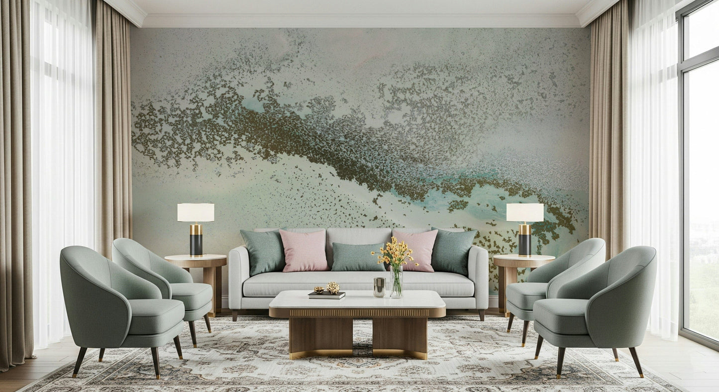 A beautiful ethereal abstract wallpaper mural of a hazy shoreline.