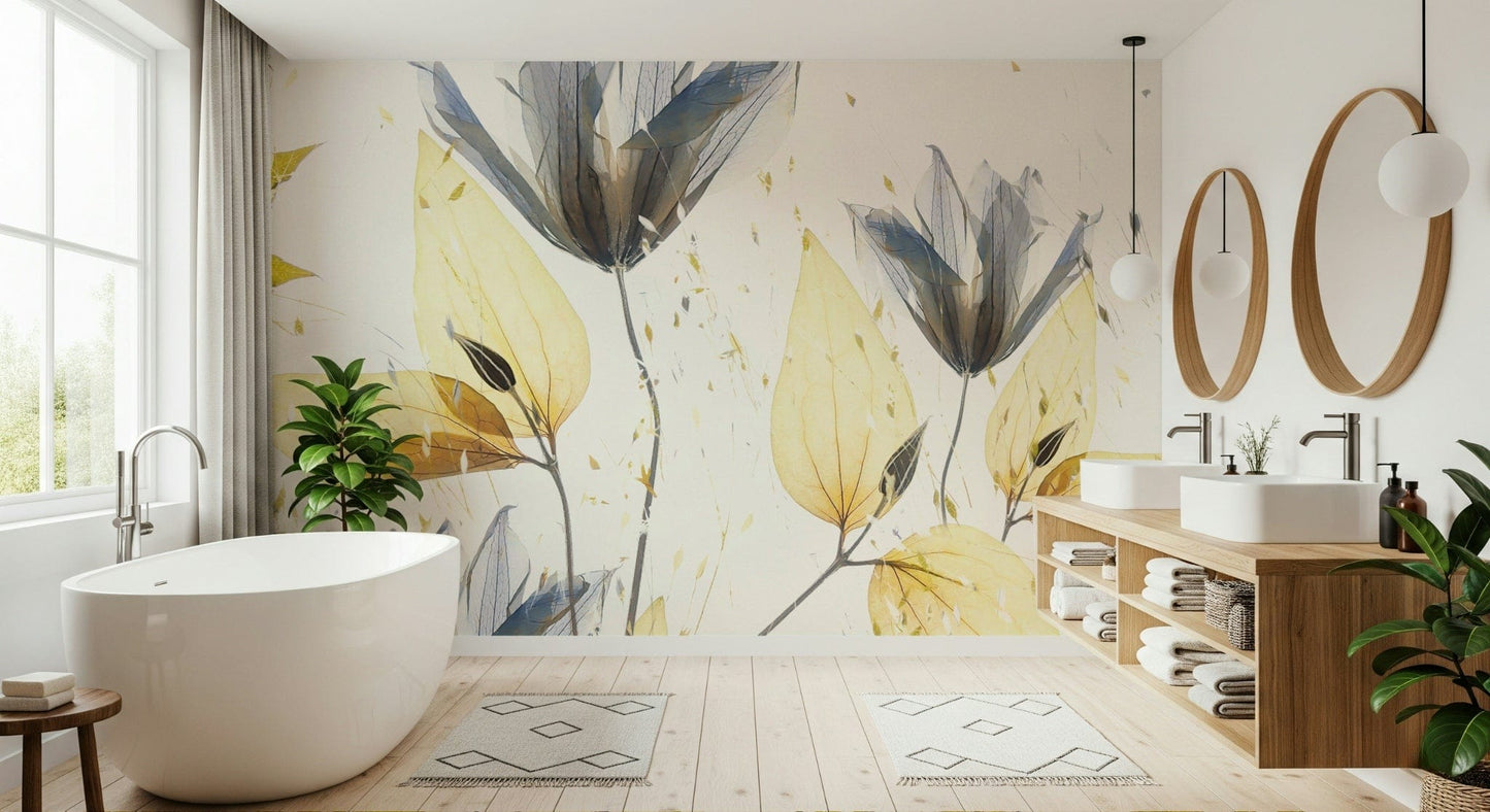 A beautiful ethereal flower wallpaper mural for a modern home.

