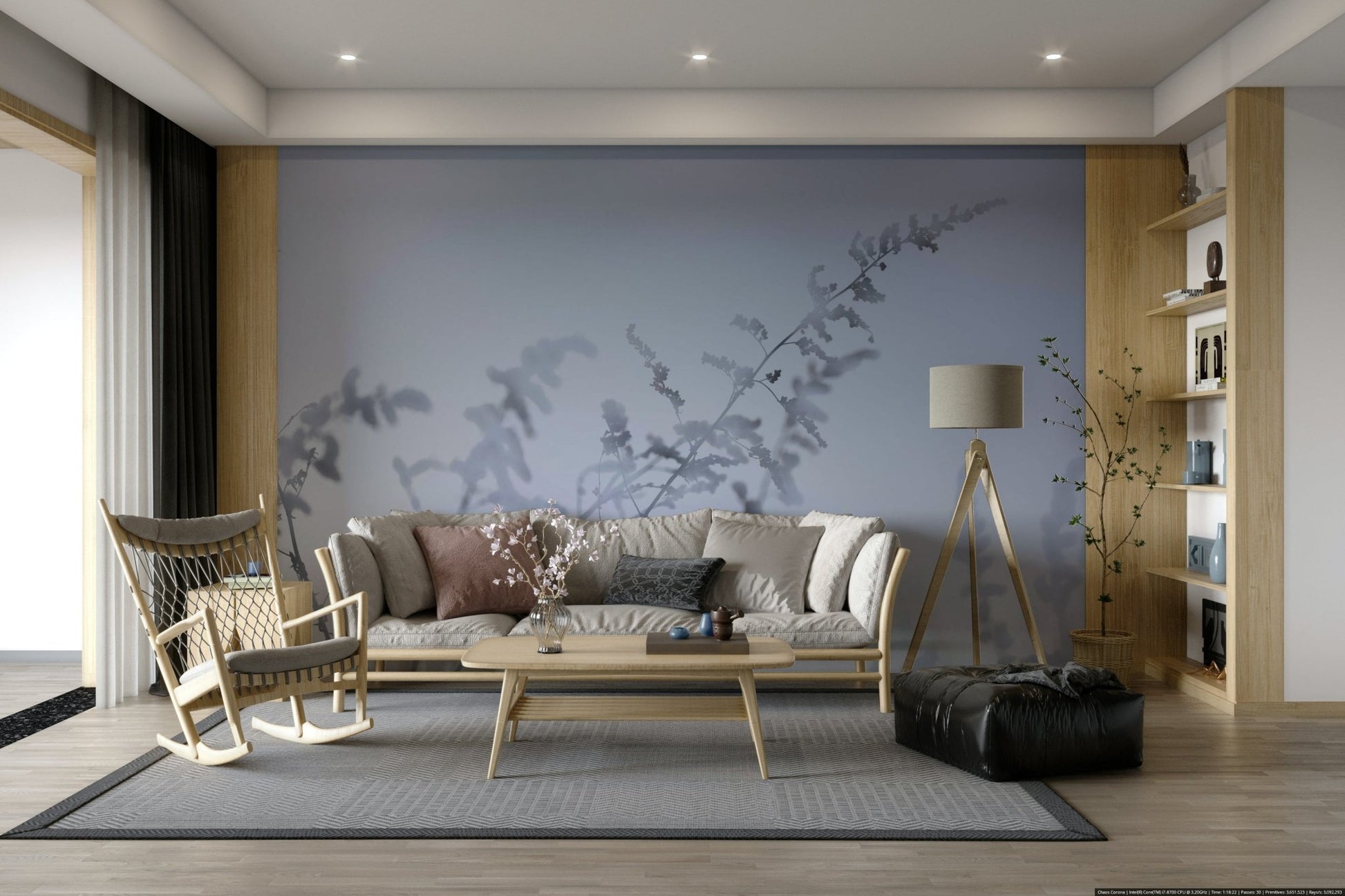 Soft focus floral mural wallpaper
