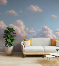 A contemplative cloud drift wallpaper mural for a feature wall.

