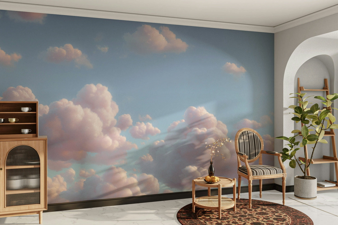 A beautiful ethereal cloud wallpaper mural for a modern home.

