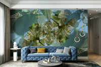 Muted tones blossom mural design
