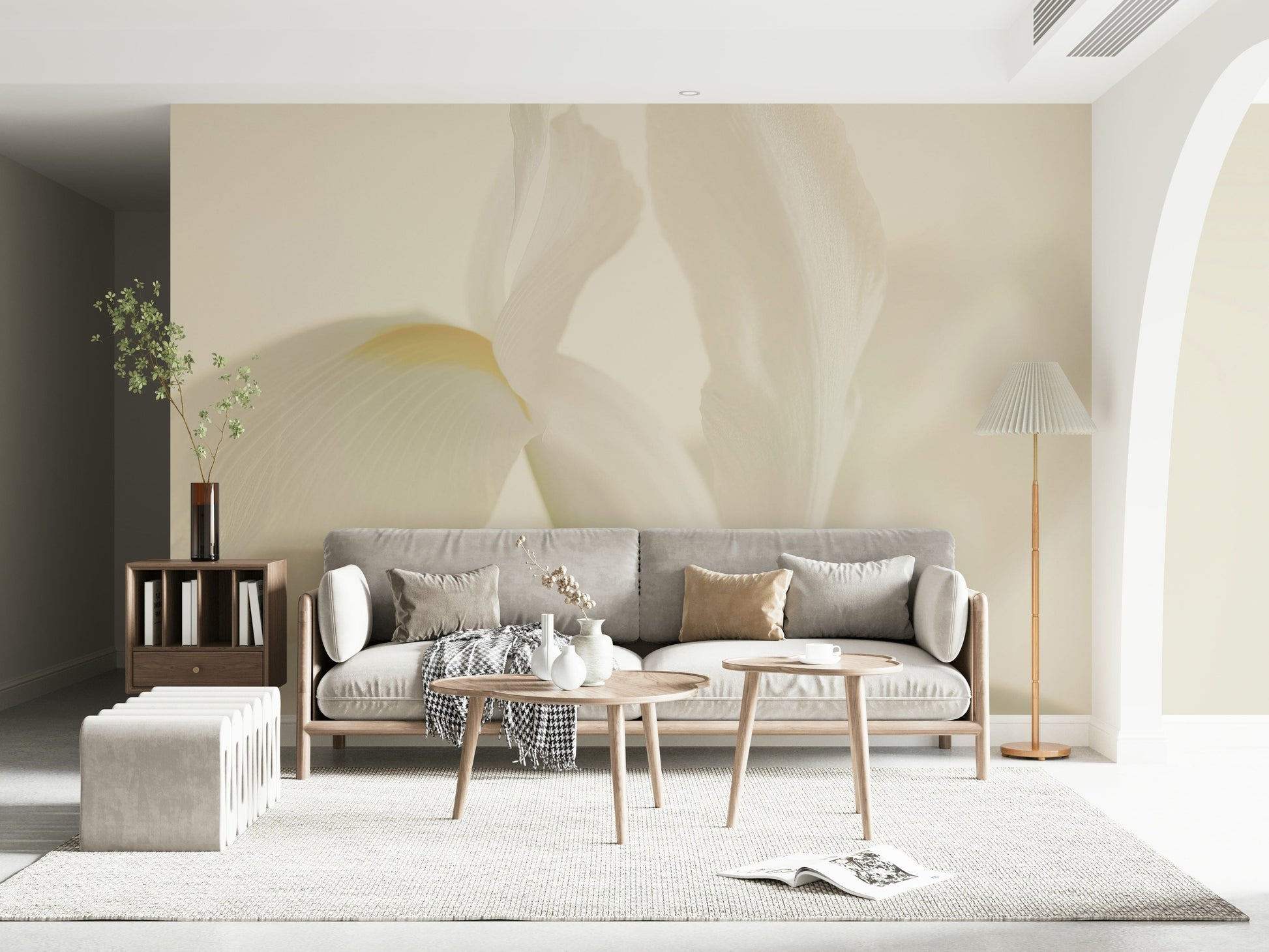 A beautiful modern art wall mural of delicate flowers.

