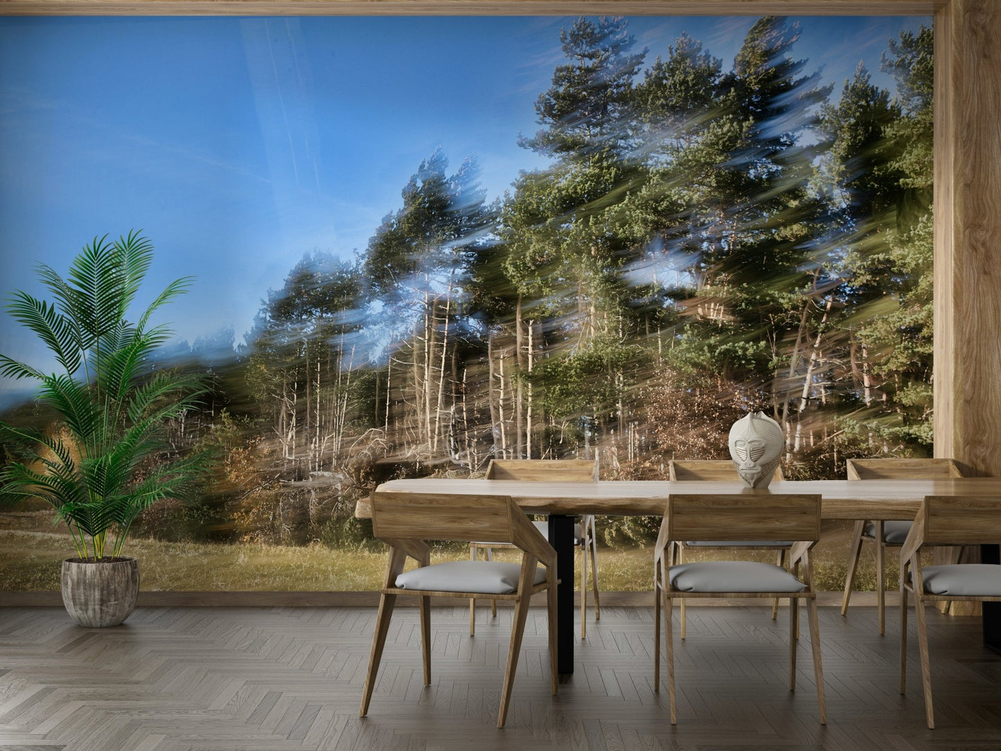 The colors are muted, with gentle tones of green, blue, and white.

