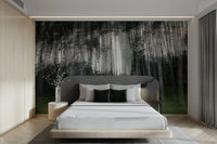 Blurred trees creating a serene atmosphere

