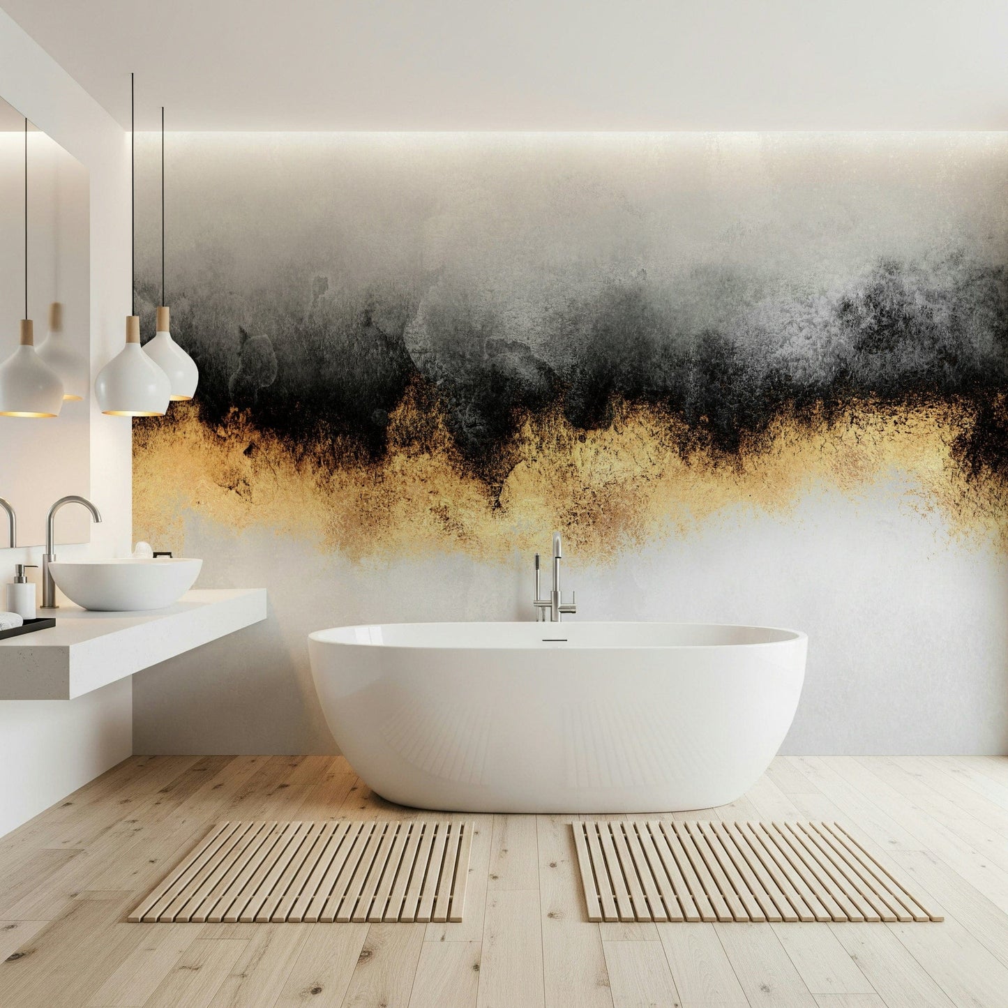 A beautiful modern art wall mural of delicate color.
