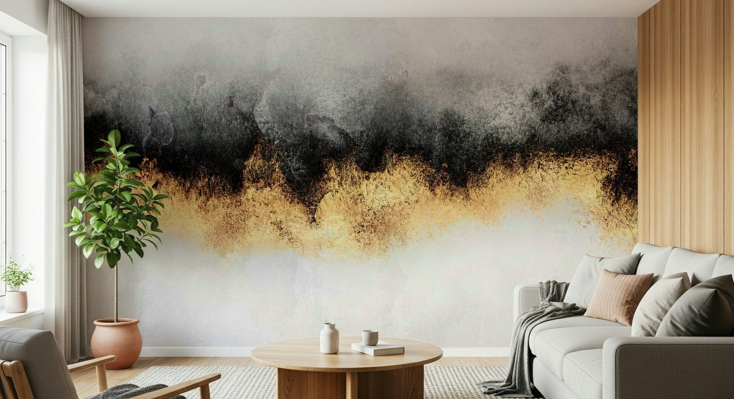 An artistic soft focus mural on minimalist wallpaper.
