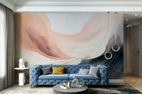Ethereal Hues Wall Mural used as a feature wall in a minimalist bedroom.
