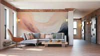 Artistic Ethereal Hues Wall Mural in a bright dining area.