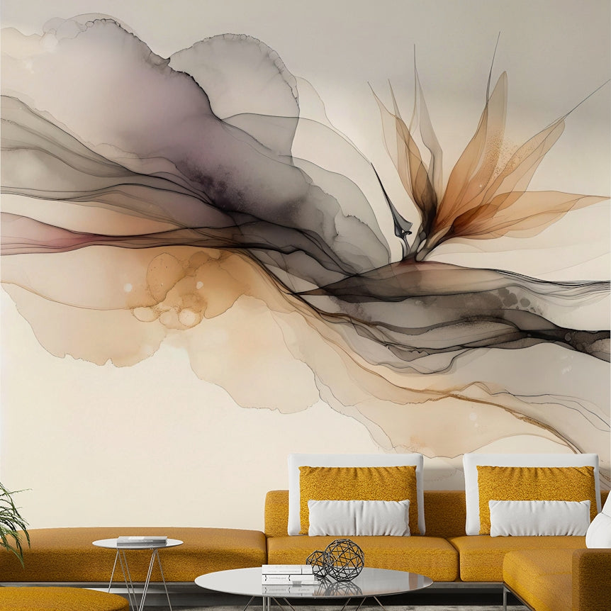 Close-up of the alcohol ink effect on the Ethereal Ink Flow Wall Mural.