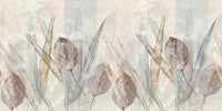 Large scale Ethereal Leaves Cream Wall Mural with organic lines.