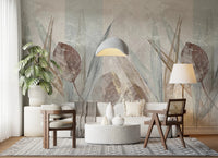 Muted tones of the Ethereal Leaves Cream Wall Mural design.